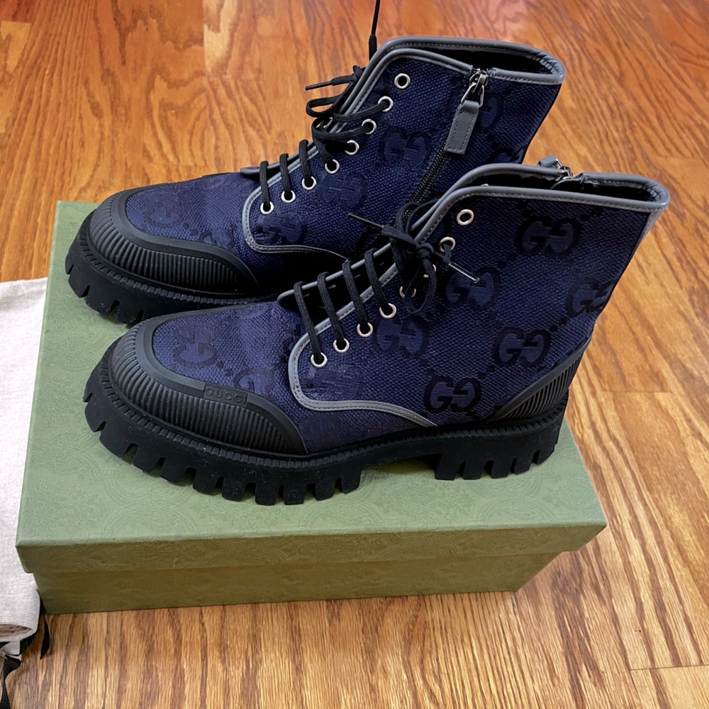 Gucci Maxi GG Lace Up Men Boots SIZE 9 - Picture 2 of 9